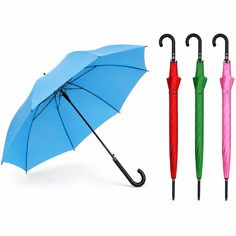 Kit 4 Ombrelli Automatici Colorati 106 cm 8 Stecche Antivento Manico Curvo Uomo Donna