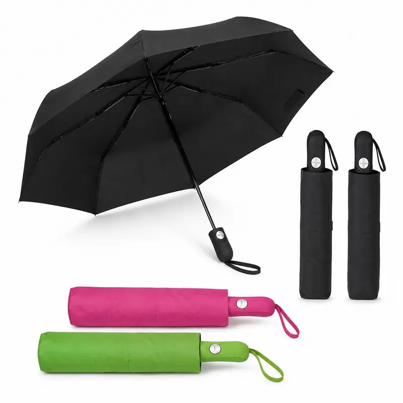 Kit 4 Ombrelli Mini Automatici Antivento 8 Stecche Fibra Uomo Donna con Fodero