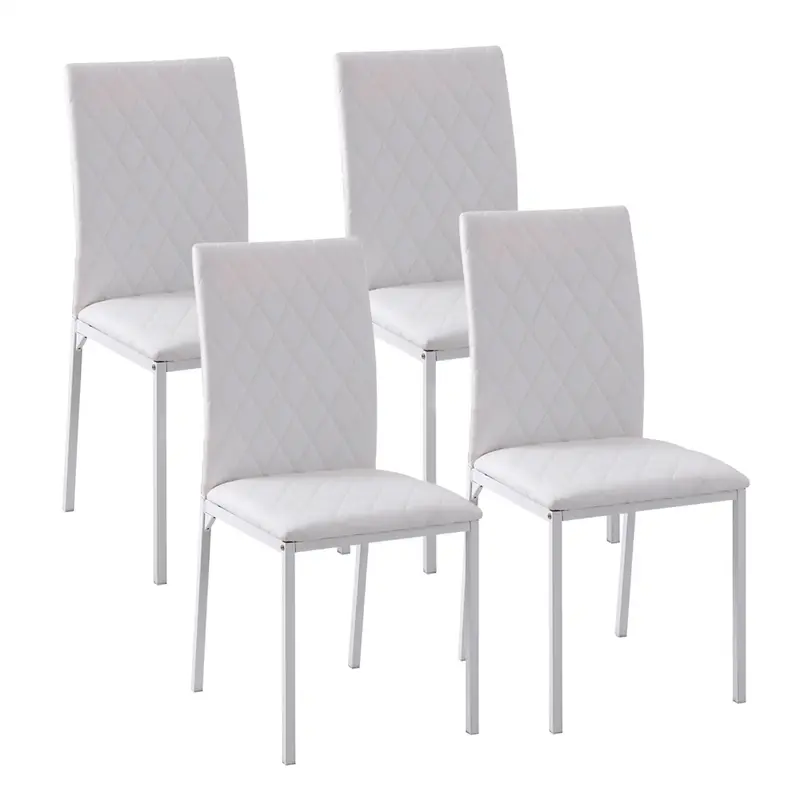 Kit 4 Sedie Imbottite Sala da Pranzo Pelle Ecologica 41x50x91cm Bianco