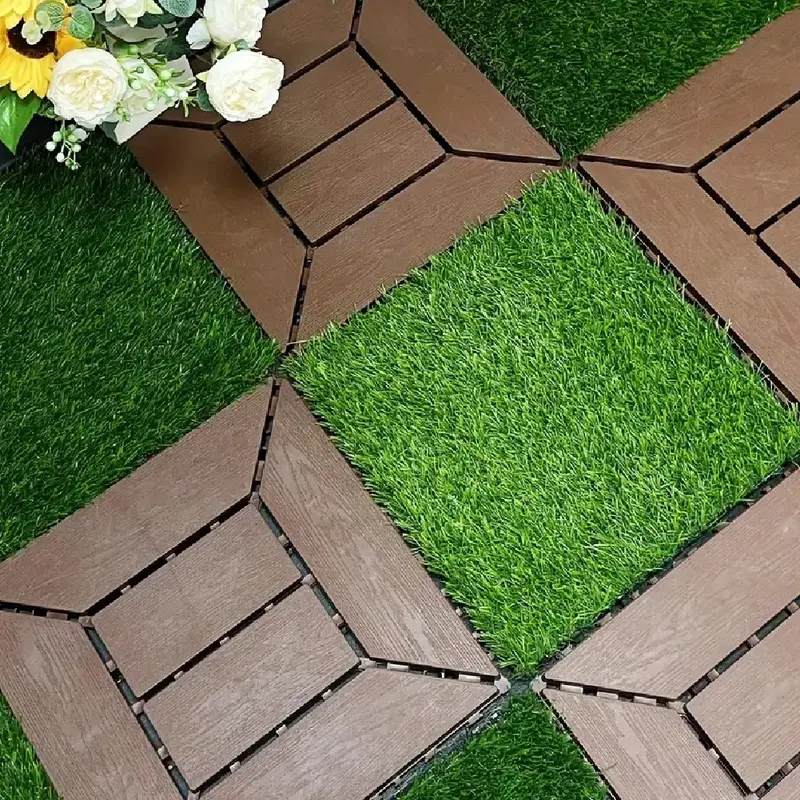 Kit 9 Mattonelle a Incastro per Terrazzo Piastrelle Pavimenti 30x30cm in PVC Antiscivolo