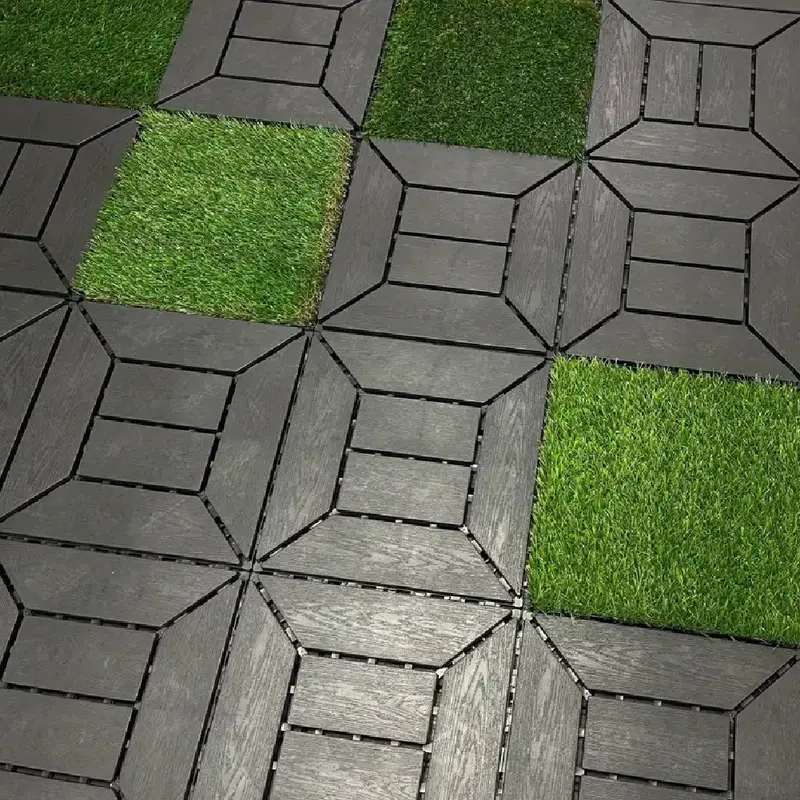 Kit 9 Mattonelle a Incastro per Terrazzo Piastrelle Pavimenti 30x30cm in PVC Antiscivolo