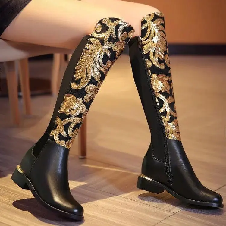 Knight Boots Cowhide Leather Boots