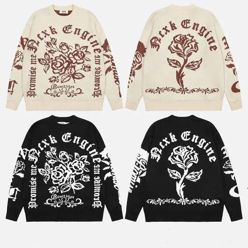 Ladies Letter Knit Sweater Couple Tops