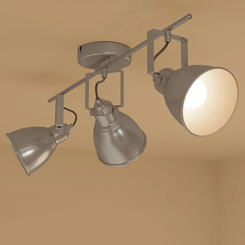 Lampada con 3 Luci Faretti Direzionabili Metallo Silver E14 Moderno