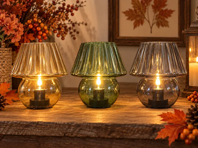 Lampada in Vetro a Fungo H. 18cm - 3 Colori