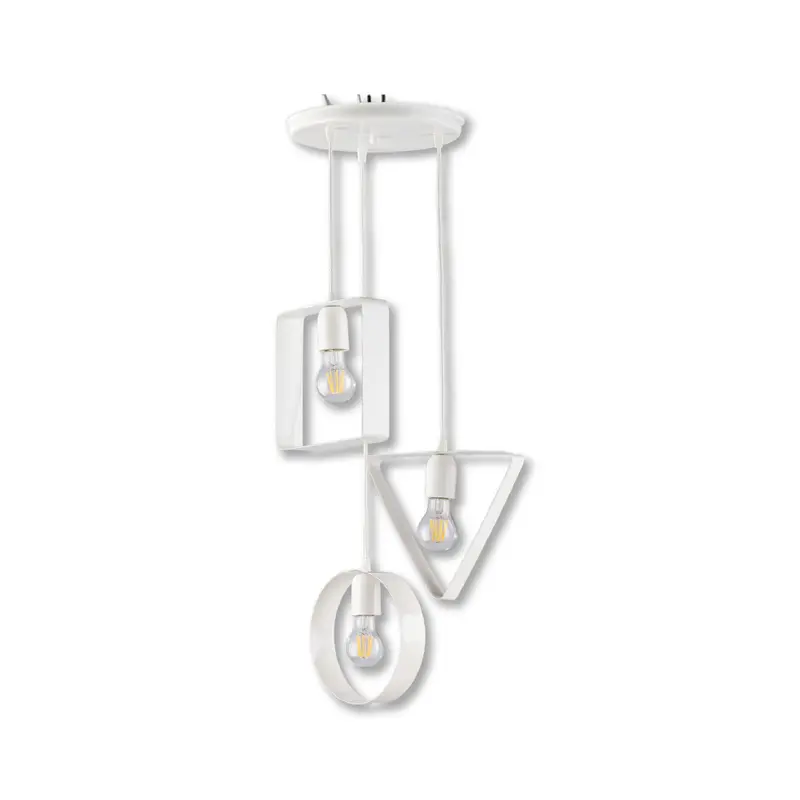 Lampadario 3Luci Metallo Verniciato e sagomato Moderno Altezza Regolabile Bianco