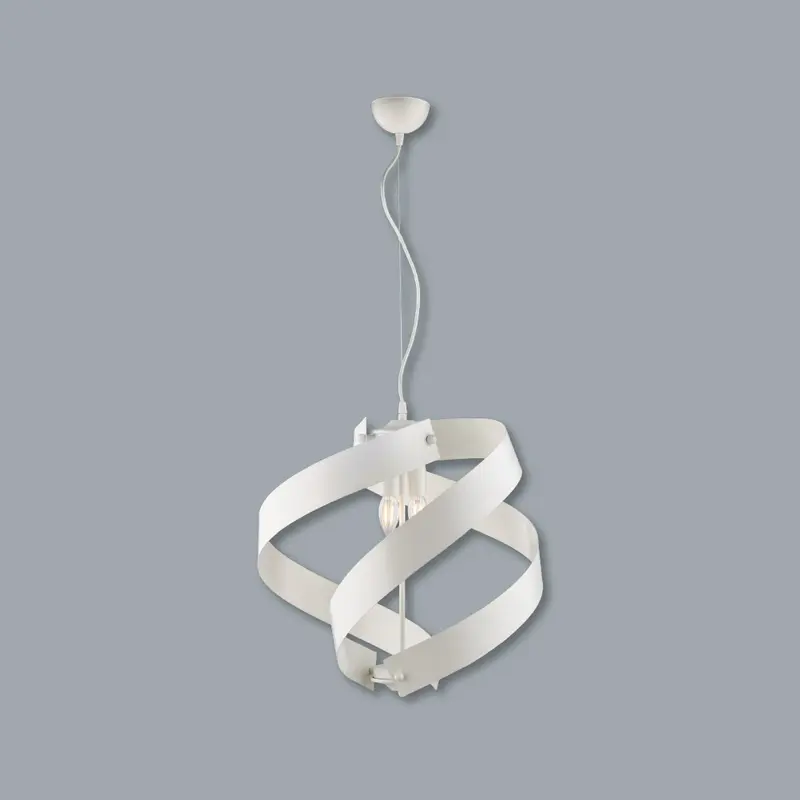 Lampadario a Sospensione in Metallo Verniciato, 2 luci, Circolare Sagomato 46W
