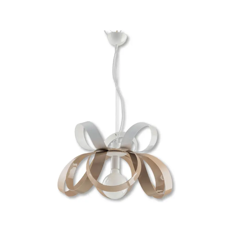 Lampadario Moderno 1 Luce Metallo Verniciato Curvato Bianco Tortora