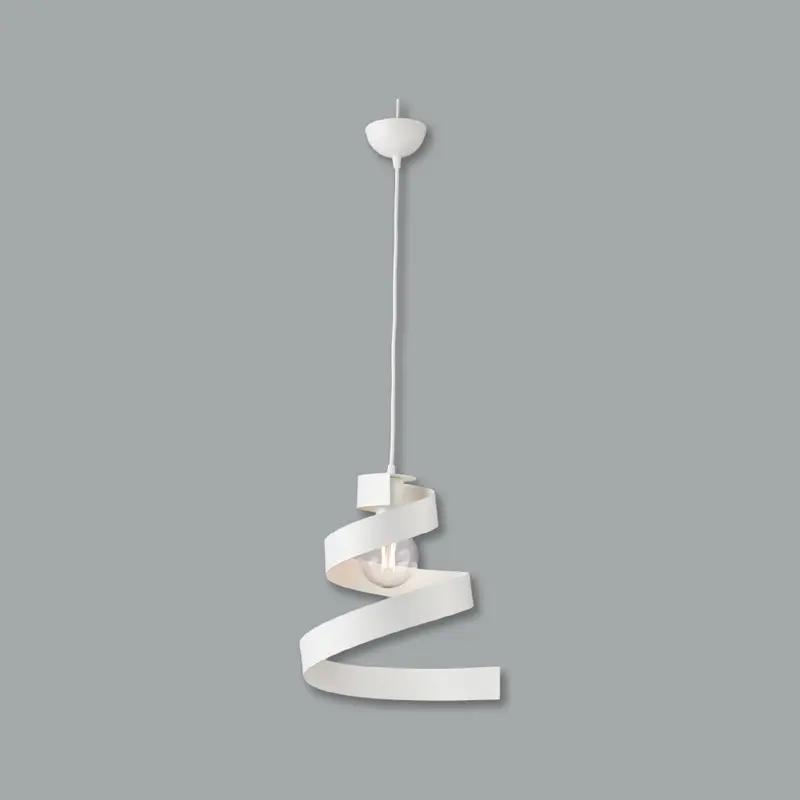 Lampadario Sospensione 1Luce E27 Metallo Altezza Regolabile Bianco Moderno