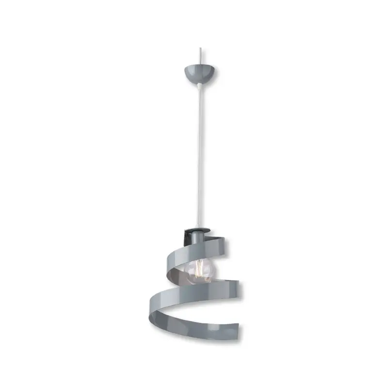 Lampadario Sospensione 1Luce E27 Metallo Altezza Regolabile Grigio Moderno