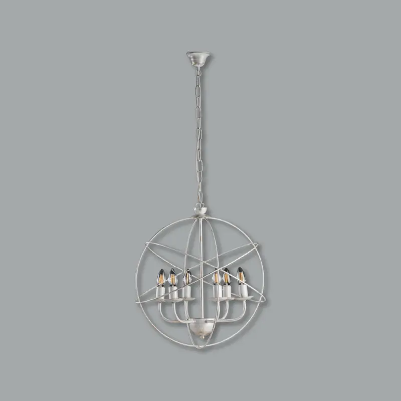 Lampadario Sospensione Metallo Circolare Samira 6 luci E14 Bianco/Oro