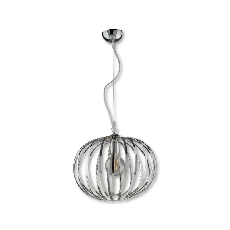 Lampadario Sospensione Metallo Cromato Ginevra 1 luce E27 Cromo
