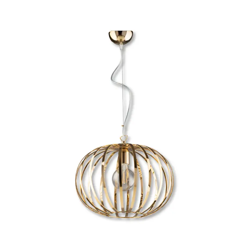 Lampadario Sospensione Metallo Cromato Ginevra 1 luce E27 Oro