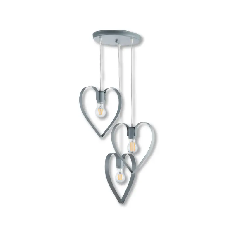 Lampadario Sospensione Metallo Stilizzato a Mano 3Luci E27 regolabile Grigio