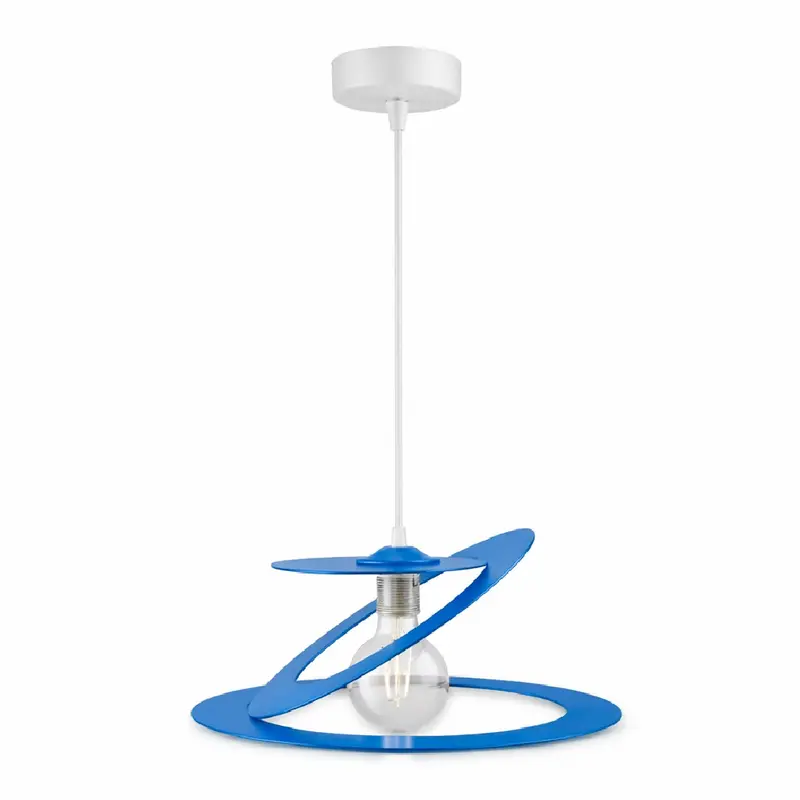 Lampadario Sospensione Metallo Taglio Laser 40 cm 1 luce E27 Azzurro