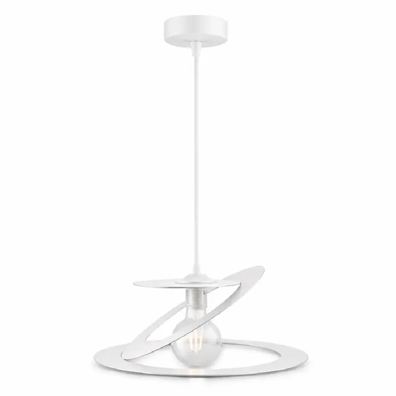 Lampadario Sospensione Metallo Taglio Laser 40 cm 1 luce E27 Bianco