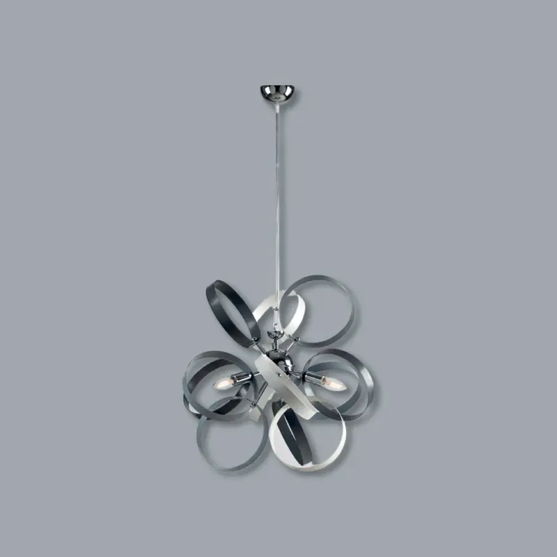 Lampadario Sospensione Metallo verniciato Bolle 3 Luci E14 Bianco/Grigio