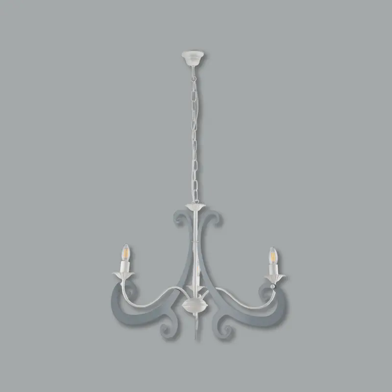 Lampadario Sospensione Metallo Verniciato Camilla 3 luci E14 Bianco/Grigio
