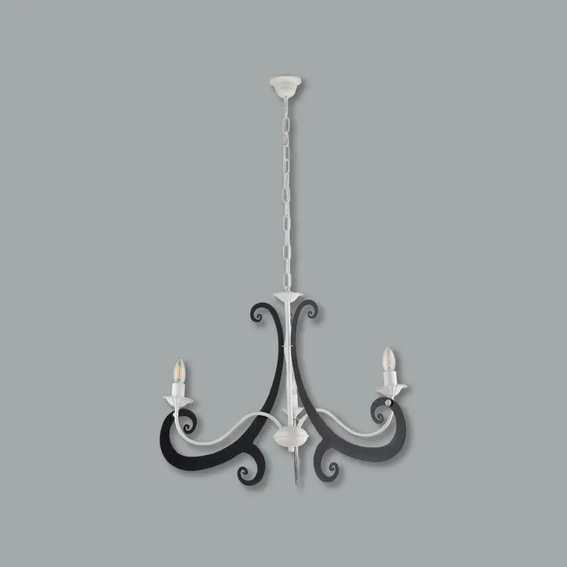 Lampadario Sospensione Metallo Verniciato Camilla 3 luci E14 Bianco/Nero