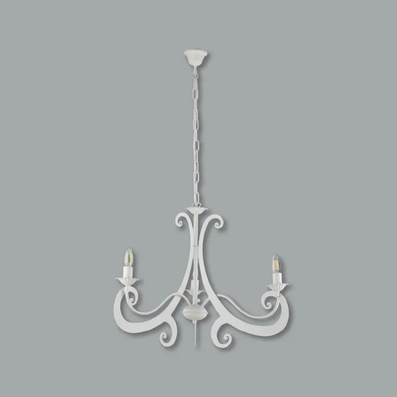 Lampadario Sospensione Metallo Verniciato Camilla 3 Luci E14 Bianco