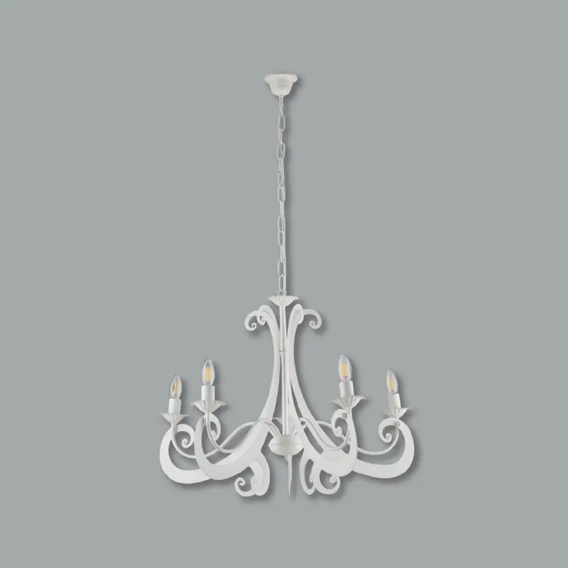Lampadario Sospensione Metallo Verniciato Camilla 5 luci E14 Bianco