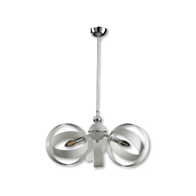 Lampadario Sospensione Metallo Verniciato Forma Astratta 3 luci E14 Valeria Bianco