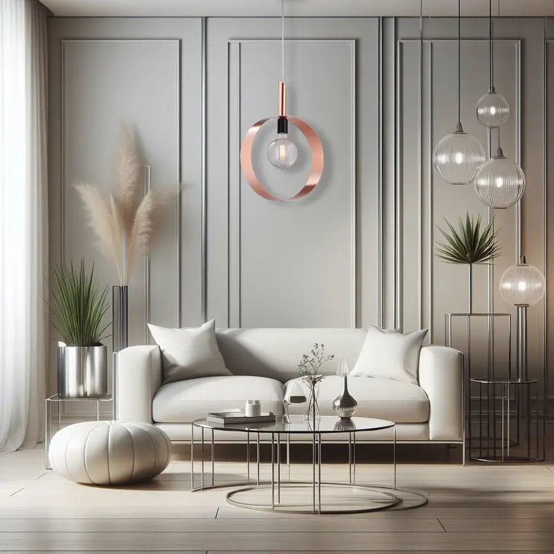 Lampadario Sospensione Metallo Verniciato Stefy 1 luce E27 Rame/Satinato