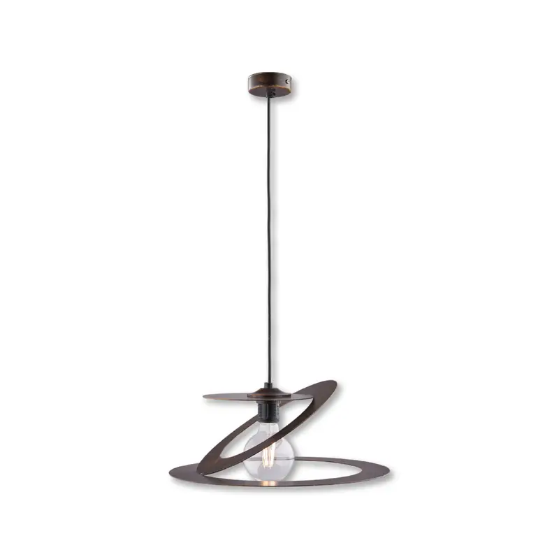 Lampadario Sospensione Metallo Verniciato Susy 1 luce E27 Marrone/Oro