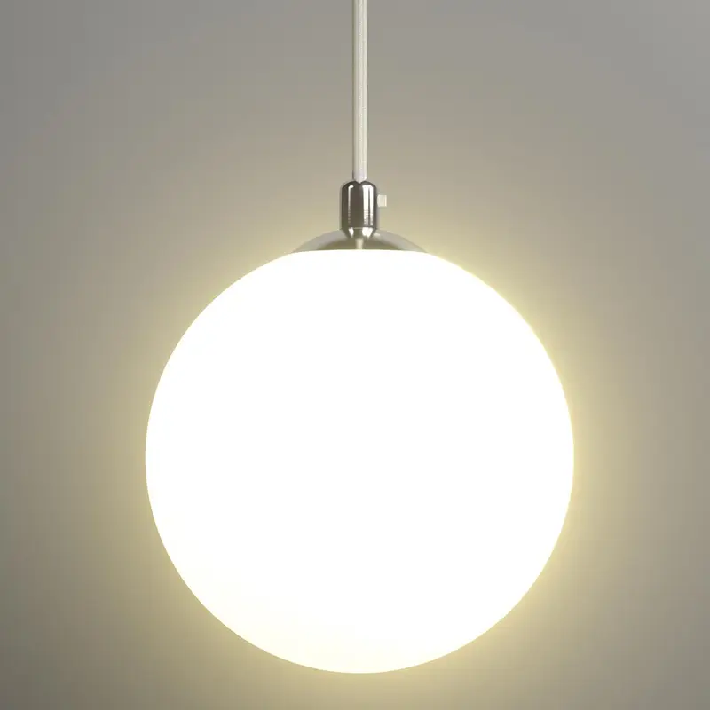 Lampadario Sospensione Moderno Vetro Sfera 50cm Design E27 Bianco Opaco Cromo