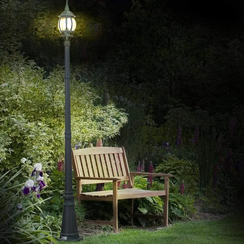 Lampione da Giardino 16x16 H 202 cm Stile Vittoriano Classico 1 x E27 Verde Bronzo