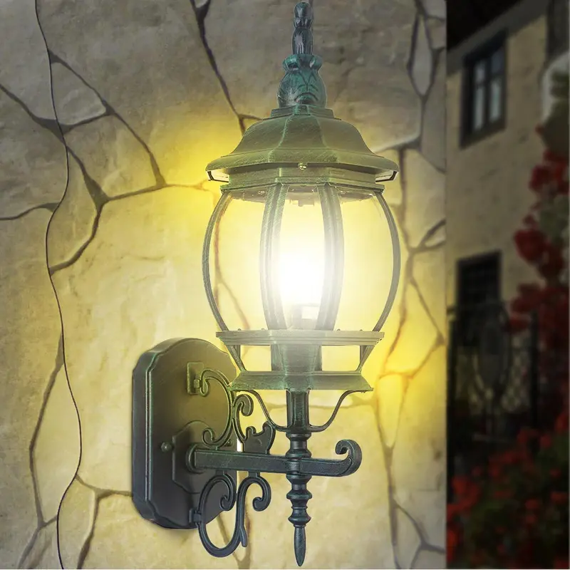 Lanterna da Giardino 22 x H 52 cm Stile Vittoriano Classico 1 x E27 Verde Bronzo
