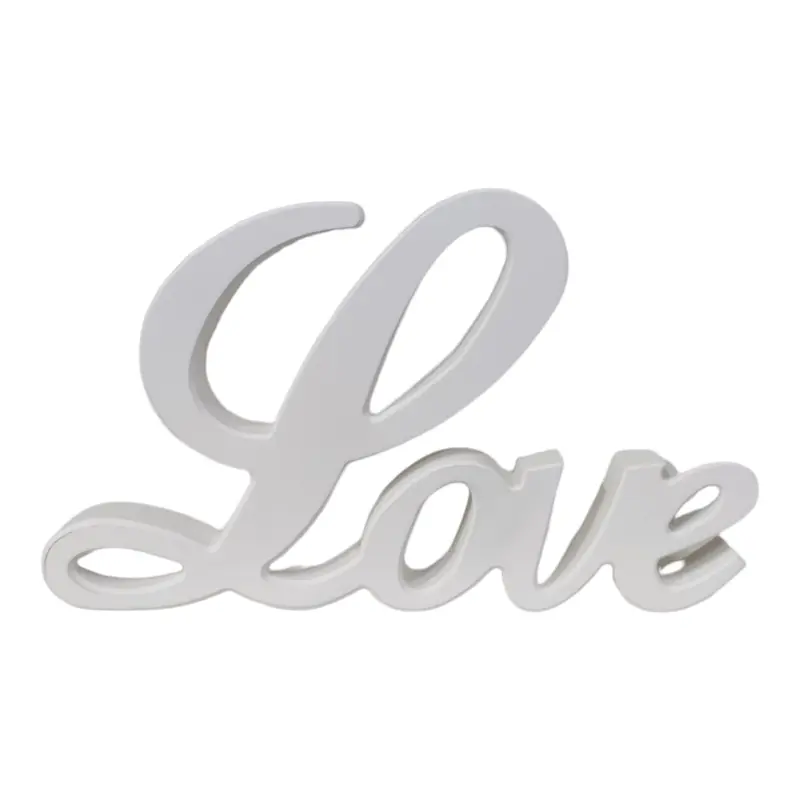 L'arte di nacchi Scritta in legno "Love" bianca