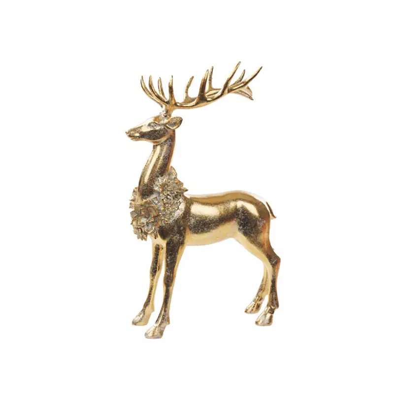 L'arte di Nacchi Statuina renna decoro natalizio in resina oro 22x8,5xH35 cm
