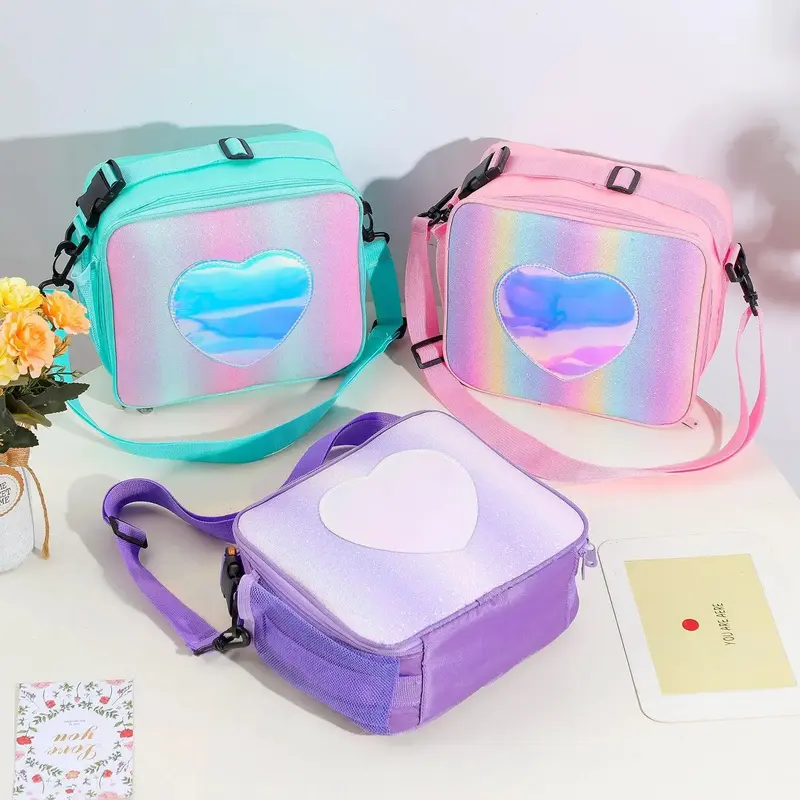 Laser Simple Rainbow Color Insulation Bento Bag