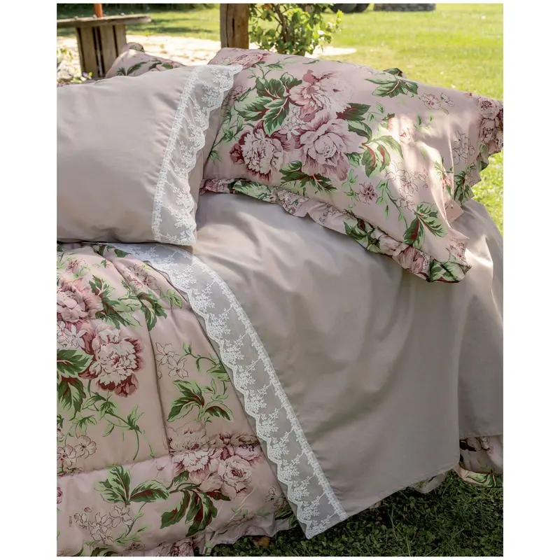 L'Atelier 17 Completo Letto matrimoniale lenzuola in cotone + 2 federe "Monique" 6 varianti