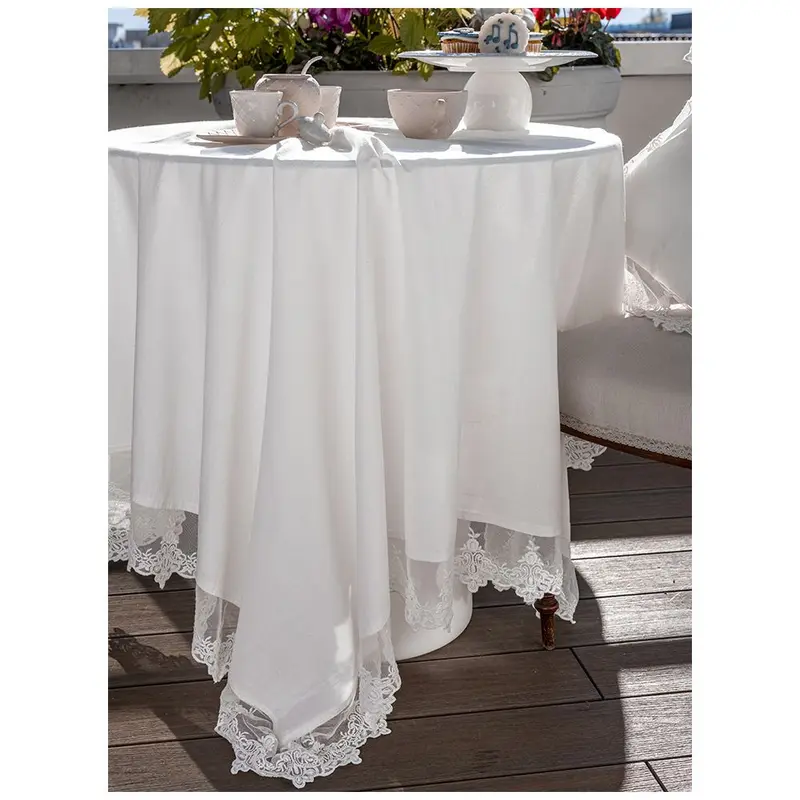L'Atelier 17 Copritavola in cotone con pizzo "Partenope" 150x150 cm 2 varianti(1pz)