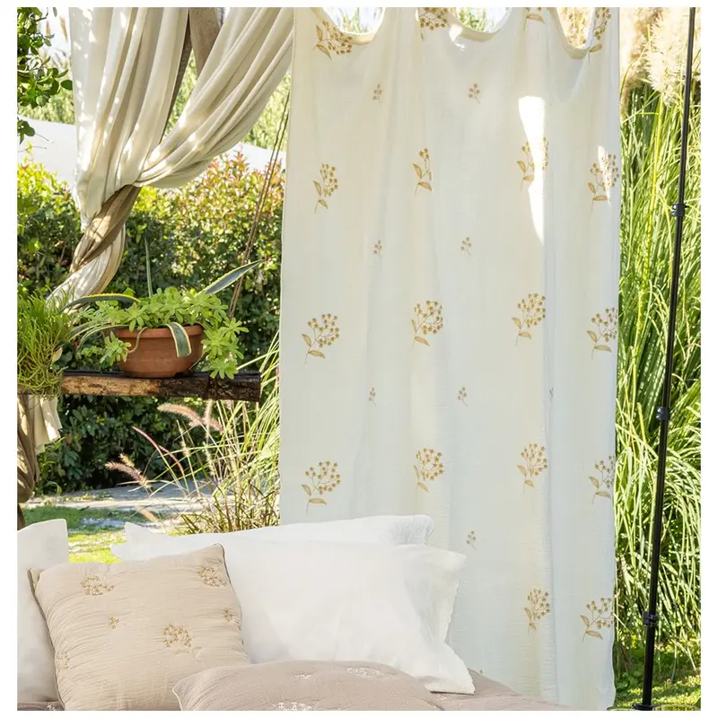 L'Atelier 17 Tenda in cotone stropicciato con ricami "Minuetto" 140x290 cm 3 varianti(1pz)