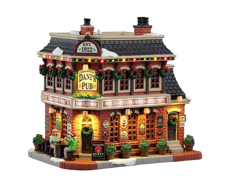 LEMAX Edificio illuminato "Dani's Pub" in porcellana H18x19x12 cm
