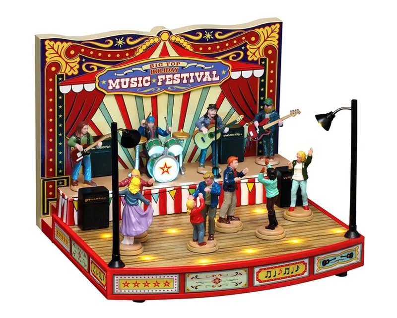 LEMAX Edificio in movimento e luci led "Big Top Holiday Music Festival" H15x19.7x18.6 cm