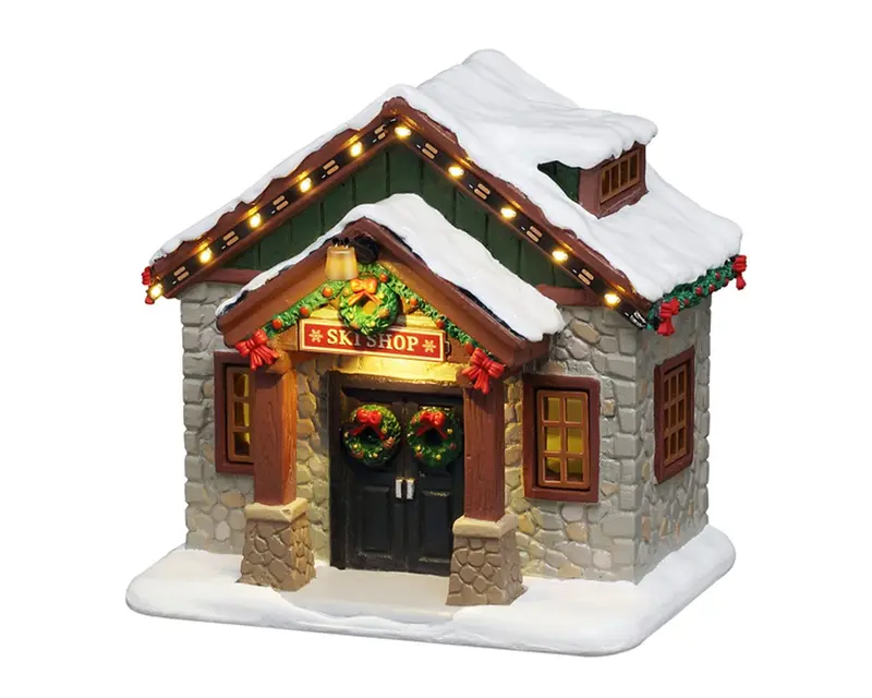 LEMAX Negozio di sci luci led "Ski Shop" in resina H11.5x12x9 cm