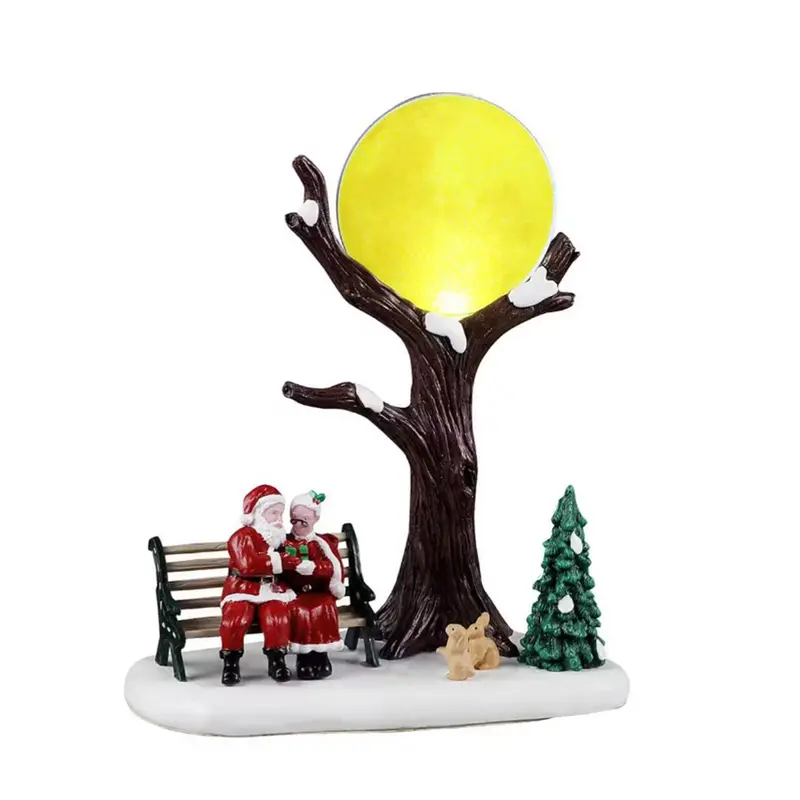 LEMAX Scena Babbo e Mamma Natale luce led "Romance Pole Nord" H19x14x9 cm