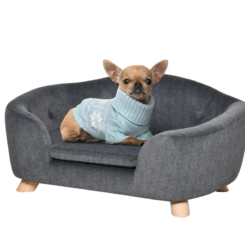 Lettino Cuccia per Cani Taglia Piccola con Cuscino 70x47x30cm Grigio Antracite