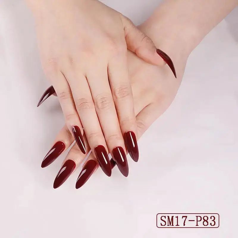 Long Pointed False Nails Solid Color Nails Salon Nails Almond Nail Patches Finger Nails