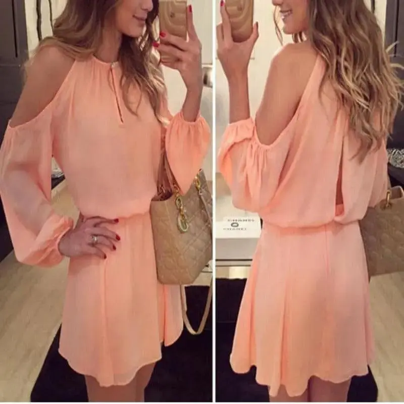 Long Sleeves Off Shoulder Party Short Mini Dress