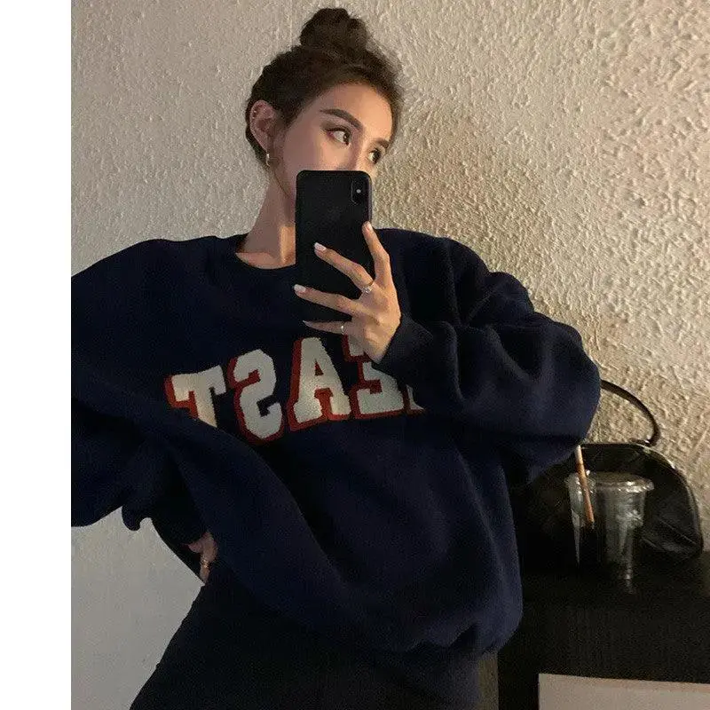 Loose Casual Women's Round Neck Pullover Sweater