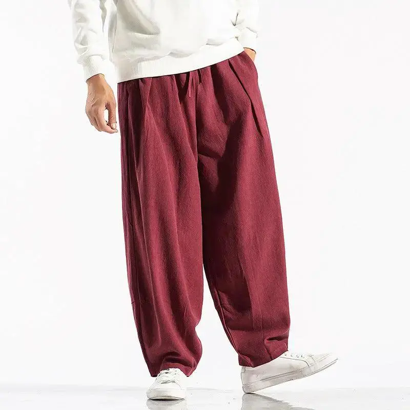 Loose Chinese-style Wide-leg Pants In Large Sizes