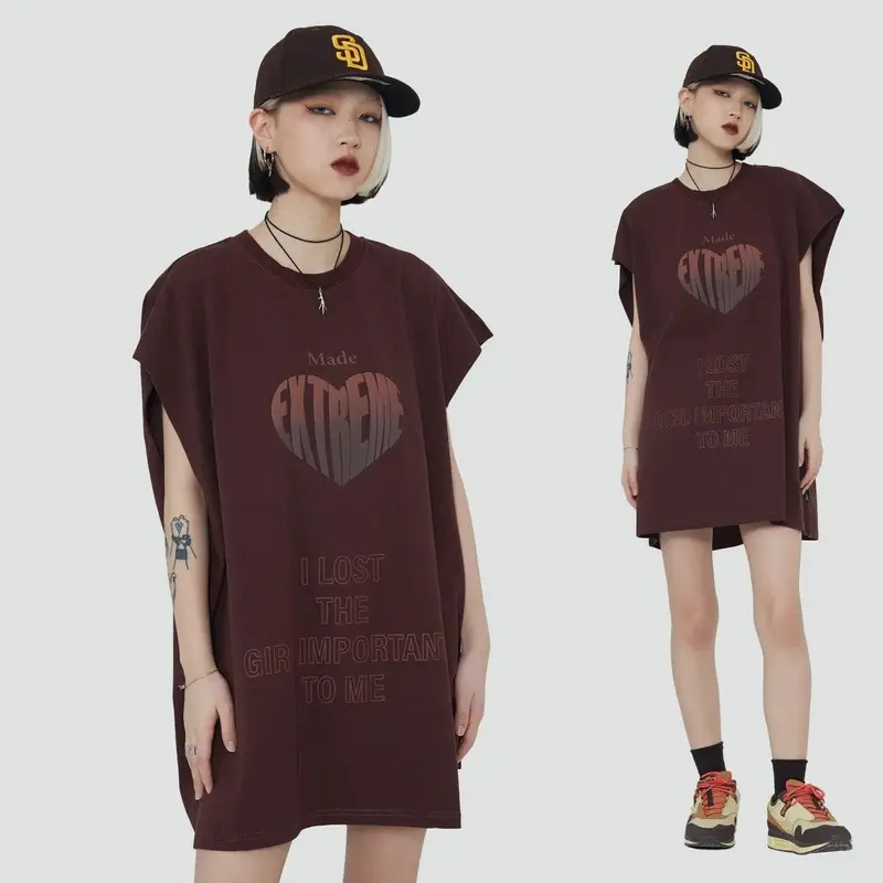 Love Foam Printing Bottoming Shirt Guochao Brand Solid Color Vest Men