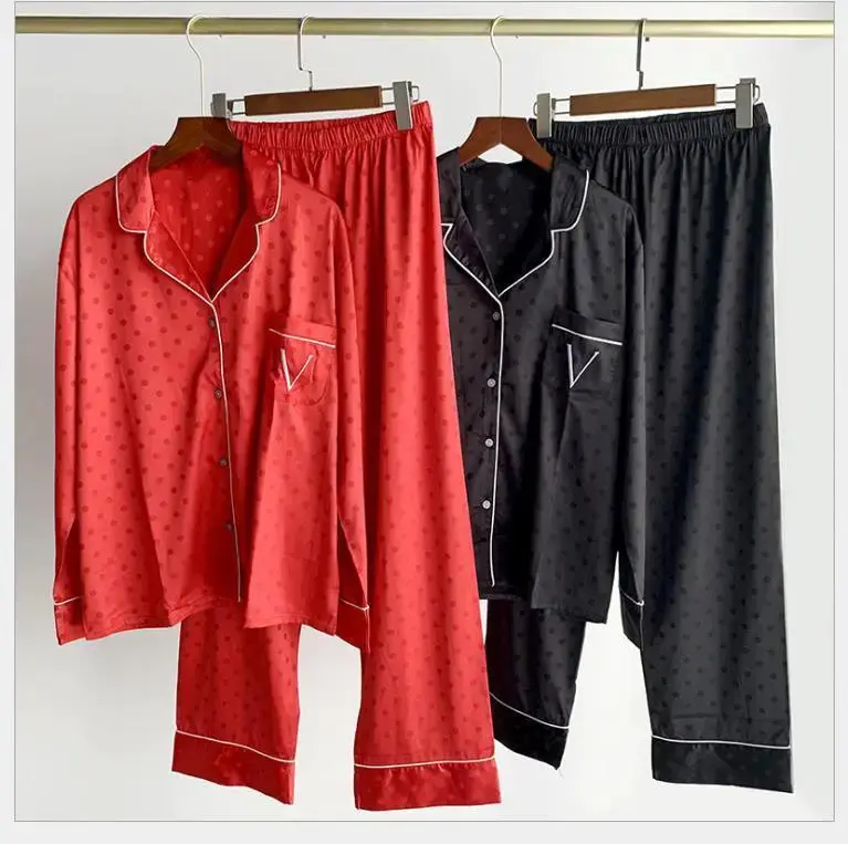 Luxury High Quality Satin Pajamas For Women Two Pieces Set