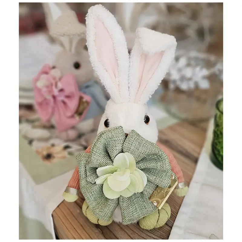 Madame Fioccò Coniglio pasquale con fiocco verde 10xH28 cm