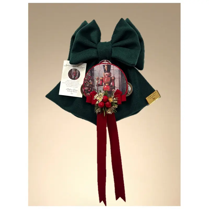 Madame Fioccò Fiocco Tamburo Soldato Schiaccianoci verde H30 cm